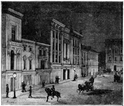 Newcastle Upon Tynen katu, valaistu Swan-hehkulampuilla, 1883 tekijältä Unbekannt