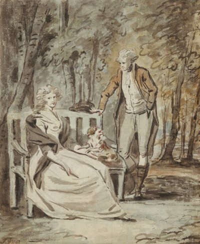 Tutkimus muotokuvaa varten: Lady ja herrasmies puistossa, n. 1780. tekijältä Unbekannt