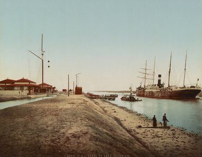 Suezin kanava El Qantarassa, n. 1900 (värivalokromi) tekijältä Unbekannt