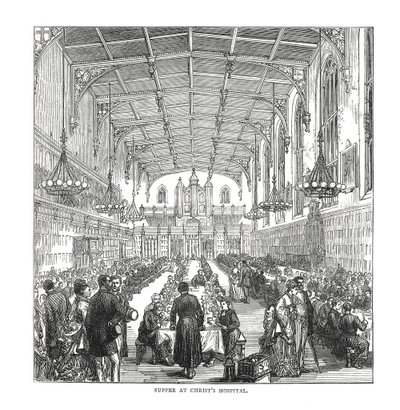 Illallinen Christs Hospitalissa, 1878 tekijältä Unbekannt