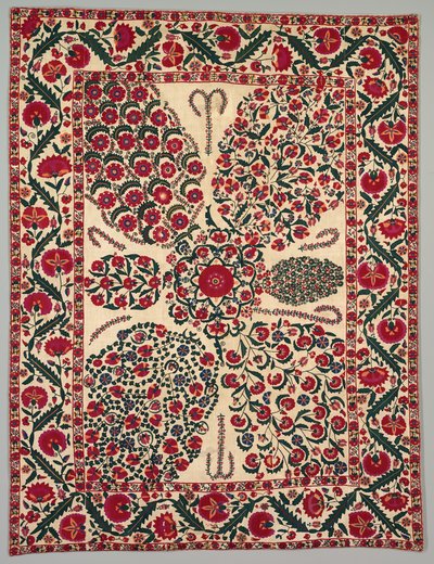 Suzani kukkasuihkeilla, 1800-1850. tekijältä Unbekannt