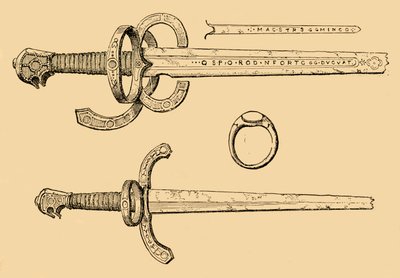 Skotlannin kuningas James IV:n miekka, tikari ja sormus, 1897. tekijältä Unbekannt