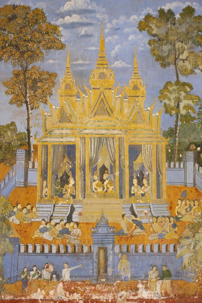 Sylver Pagoda Tämä seinämaalaus kuvaa kohtauksia Reamkerista, joka on kambodžalainen tai khmerilainen versio klassisesta hindurunosta Ramayana, Phnom Penh, Kambodža. tekijältä Unbekannt