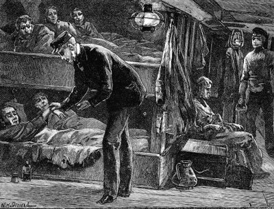 Sairaan irlantilaisen siirtolaisen pulssin mittaaminen laivalla, 1840-luku c1890 tekijältä Unbekannt