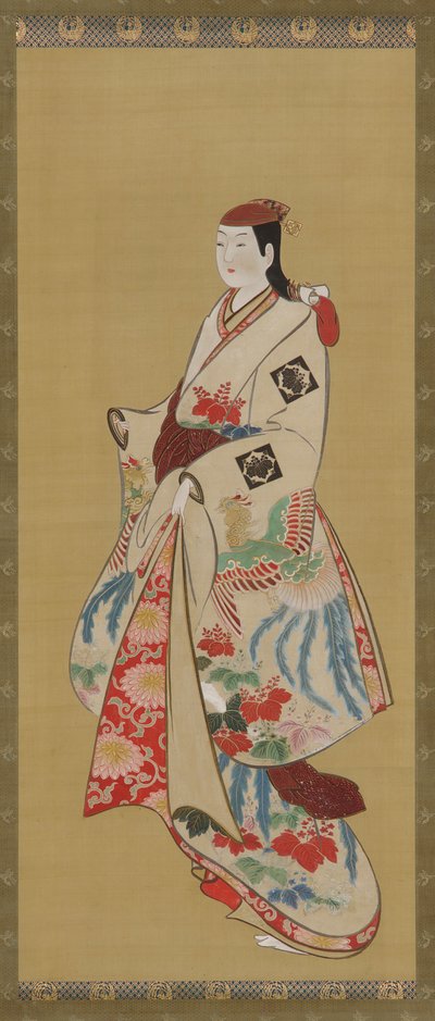 Pitkä tyttö, ho-o-lintu- ja kiri-kuvioitu mekko, Edo-kausi, 1615-1868. tekijältä Unbekannt