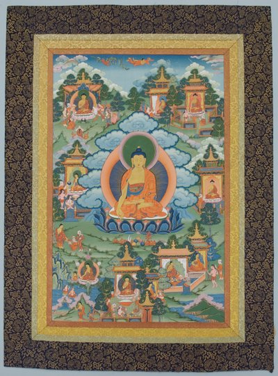 Tangka Buddhan kanssa, 1800-luku. tekijältä Unbekannt