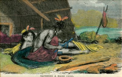 Maoripäällikön tatuointi, 1800-luvun loppu tekijältä Unbekannt
