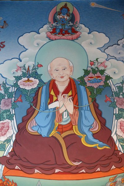 Tuhannen buddhan temppeli Dashang Kagyu Ling -seura Maalausmunkki rukoilemassa, La Boulaye, Ranska tekijältä Unbekannt