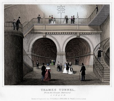 Thames-tunneli, Lontoo, 1800-luku tekijältä Unbekannt