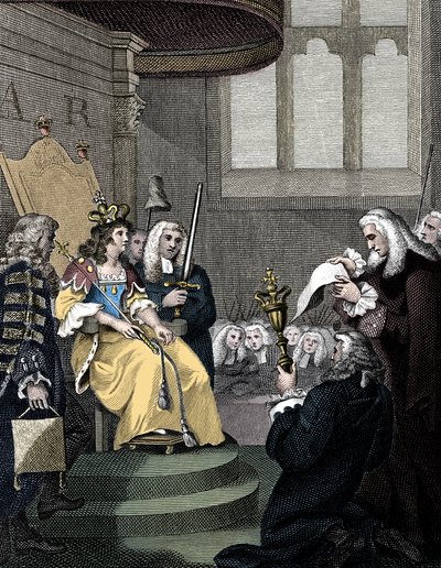 Englannin ja Skotlannin välinen liittosopimus luettiin ennen kuningatar Annea, 1826 tekijältä Unbekannt