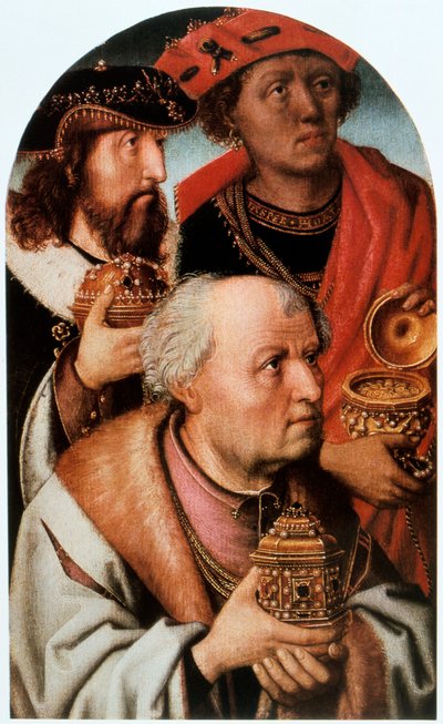The Adoration of the Magi -yksityiskohta, 1400-luku. tekijältä Unbekannt