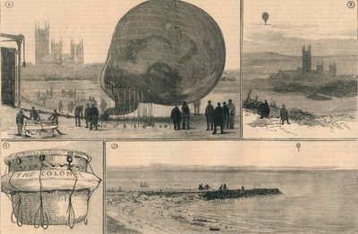 Yritetty ilmapallomatka kanavan yli, 1882. tekijältä Unbekannt