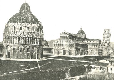 Kastekappeli, katedraali ja kalteva torni, Pisa, Italia, 1895. tekijältä Unbekannt