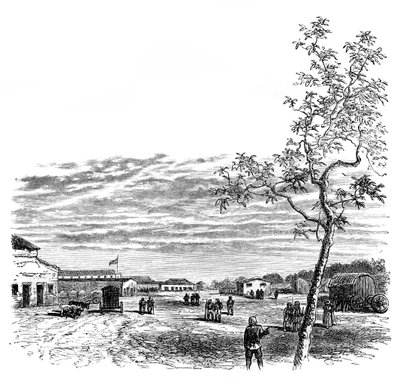 Kasarmi Meerutissa, Intiassa, 1850-luku, 1888 tekijältä Unbekannt