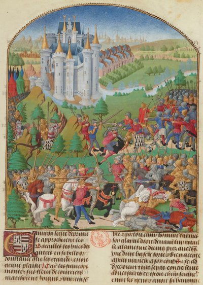 Aurayn taistelu 29. syyskuuta 1364 Miniatyyri kokoelmasta..., n. 1480. tekijältä Unbekannt