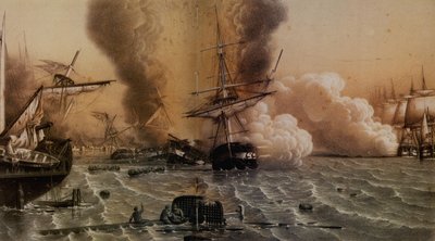 Sinopin taistelu 30. marraskuuta 1853, 1800-luvun puolivälissä. tekijältä Unbekannt