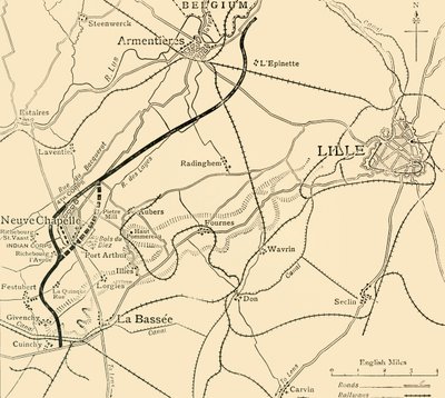 Neuve Chapellen taistelukenttä, ensimmäinen maailmansota, 1915, n. 1920. tekijältä Unbekannt