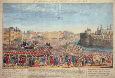 Kapinallisherrojen mestaus Great Tower Hillillä, n. 1746 tekijältä Unbekannt