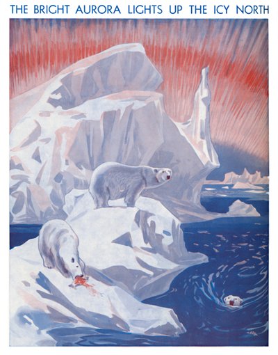 Kirkas Aurora valaisee jäisen pohjoisen, 1935 tekijältä Unbekannt