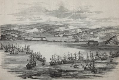Brittiläis-ranskalainen laivue Sevastopolissa, noin 1855 tekijältä Unbekannt