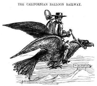 Californian Balloon Railway, uusi tapa matkustaa Kalifornian kultakuumeeseen, 1849 tekijältä Unbekannt