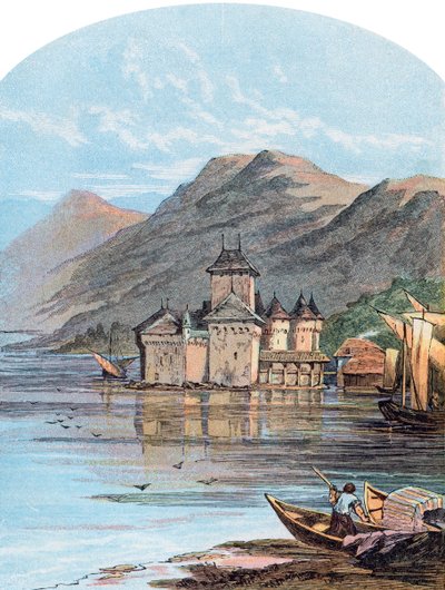 Chillonin linna, Genevejärvi, Sveitsi, 1864 tekijältä Unbekannt