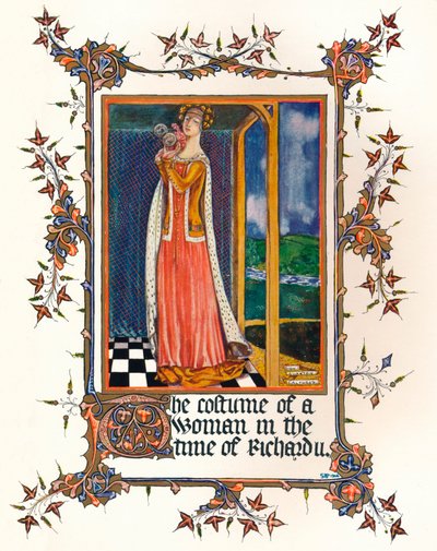 Naisen puku Richard II:n aikana, 1300-luku, 1904 tekijältä Unbekannt