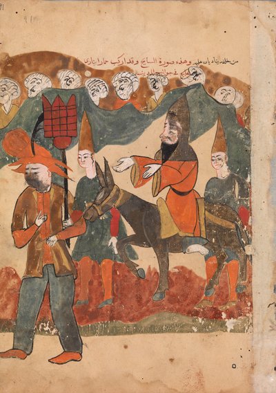 Discredited askeettinen olento paraati kaupungin halki aasilla..., 1700-luku. tekijältä Unbekannt