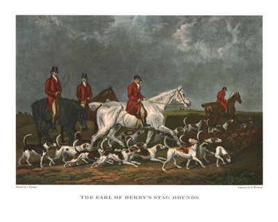 The Earl of Derbys Stag Hounds, 1800-luvun alku, n. 1955. tekijältä Unbekannt