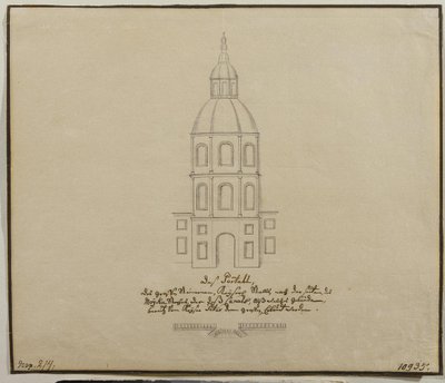 Hovitallin keskiosan julkisivu Moika-penkereellä Pietarissa, 1740-luku tekijältä Unbekannt