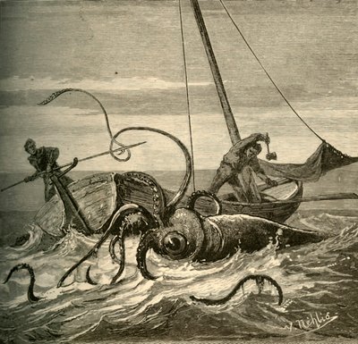 Kalastajien taistelu jättiläiskalmarin kanssa, 1881. tekijältä Unbekannt