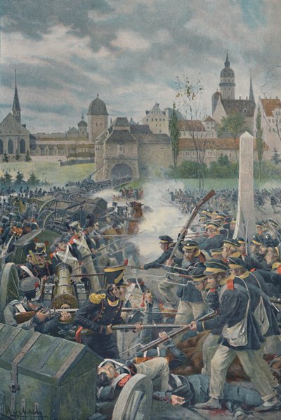 Ranskan armeija lähtee Leipsicistä, 1813, 1896. tekijältä Unbekannt