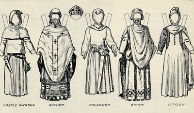 The Gallery of British Costume: Kuinka englantilaiset pukeutuivat King Johnsin aikaan, vuodelta 1934 tekijältä Unbekannt