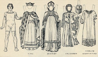 Historiallisten pukujen galleria: Richard I:n päivinä käytetyt mekot, c1934 tekijältä Unbekannt