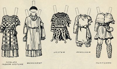 Historiallisten pukujen galleria: Richard I:n päivinä käytetyt mekot, c1934 tekijältä Unbekannt
