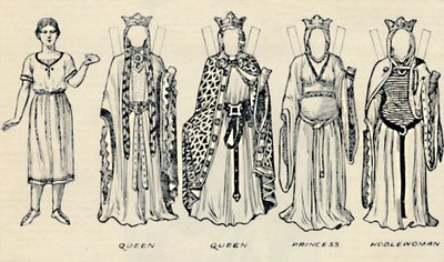 Historiallisten pukujen galleria: Richard I:n päivinä käytetyt mekot, c1934 tekijältä Unbekannt