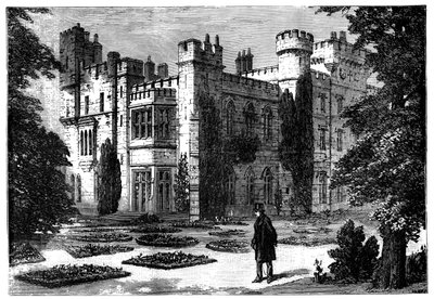 Puutarha, Hawardenin linna, Flintshire, Wales, 1800-luku tekijältä Unbekannt