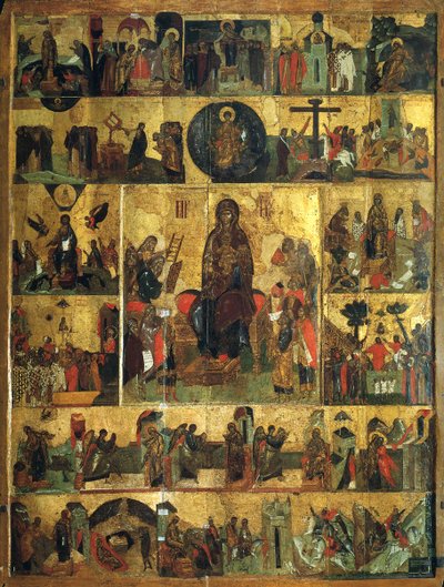 Neitsyen kirkkaus, Akatistinen hymni kaikkein pyhimmälle Theotokosille, 1300-luku tekijältä Unbekannt
