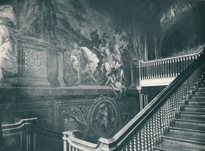 The Grand Staircase, esillä Thornhillsin seinämaalauksia, Stoke Edith, c1909 tekijältä Unbekannt