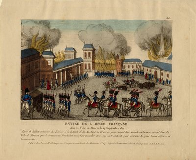 Grande Armée saapuu Moskovan kaupunkiin vuonna 1812 tekijältä Unbekannt