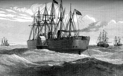 The Great Eastern pelaa Atlantin lennätinkaapelia, c1865, c1880 tekijältä Unbekannt