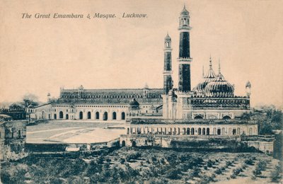 Suuri Emambara ja moskeija. Lucknow, c1900 tekijältä Unbekannt