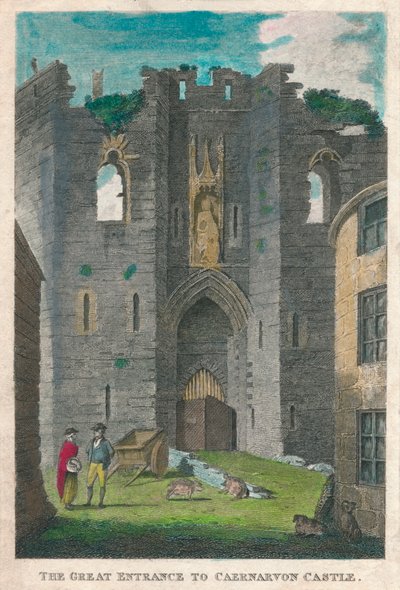 Caernarvonin linnan suuri sisäänkäynti, 1808. tekijältä Unbekannt