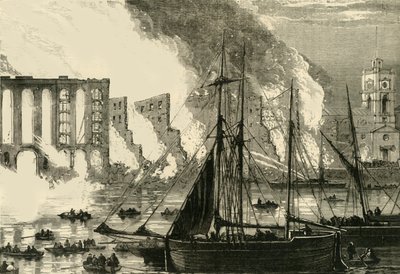 Suuri tulipalo Cottons Wharf Tooley Streetillä, 1861, c1878. tekijältä Unbekannt