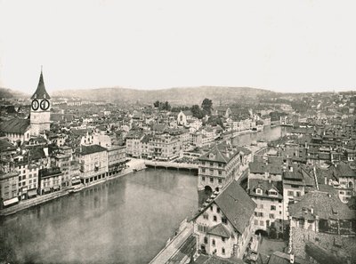 Limmat-joen jakamat Grosse Stadt ja Kleine Stadt, Zürich, Sveitsi, 1895. tekijältä Unbekannt