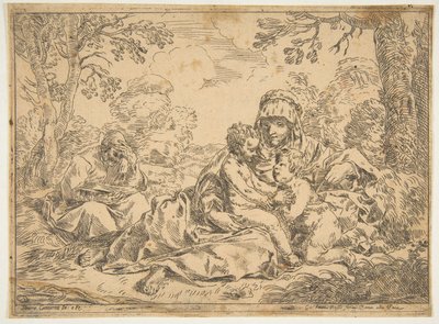 Pyhä perhe Pyhän Johannes Kastajan kanssa, kopio Cantarinin mukaan, n. 1639-1648 tai sen jälkeen. tekijältä Unbekannt