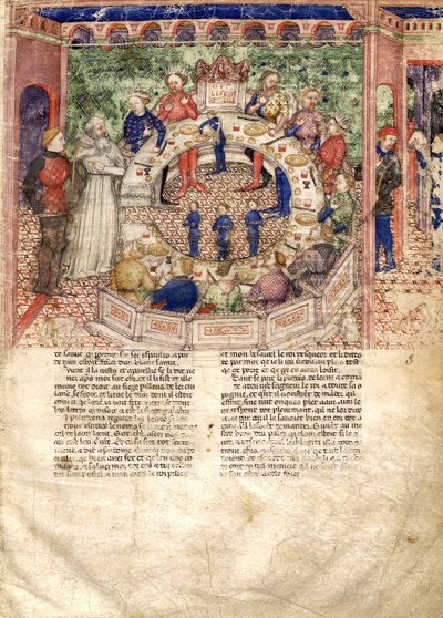 Pyöreän ritarit pienoismallista The Quest for the Holy Graal and the Death of Arthur, noin 1220 tekijältä Unbekannt