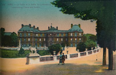 Luxemburgin palatsi ja Jardin du Luxembourg, Pariisi, 1920 tekijältä Unbekannt