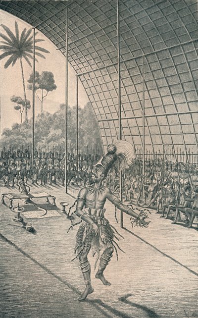Mangbattu-kuningas Munsa tanssii vaimojensa ja sotureitaan, c1870, 1903 tekijältä Unbekannt