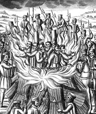 Kuuden miehen marttyyrikuolema Brainfordissa, 1558 tekijältä Unbekannt